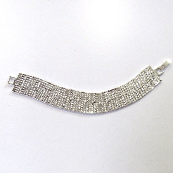Silver Iridescent Rhinestone Sparkle Bracelet Evening Wedding Formal - Picture 4 of 4